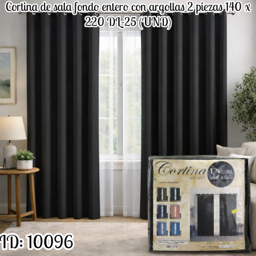 Cortina de sala fondo entero con argollas 2 piezas 140 x 220  DL-25 (UND)