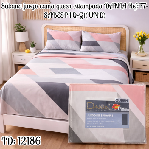 Sábana juego cama queen estampada DANIA Ref:F7-SABESP4Q-G1(UND)