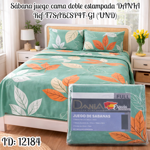 Sábana juego cama doble estampada DANIA Ref:F7SABESP4F-G1 (UND)