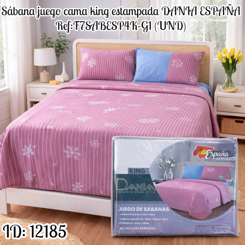 Sábana juego cama king estampada DANIA ESPAÑA Ref:F7SABESP4K-G1 (UND)