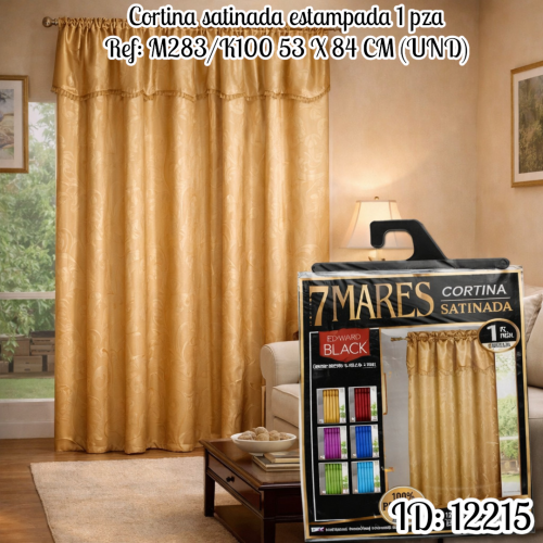 Cortina satinada estampada 1 pza Ref: M283/K100 53 X 84 CM (UND)