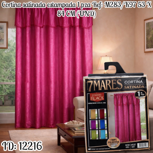 Cortina satinada estampada 1 pza Ref: M283/K97 53 X 84 CM (UND)