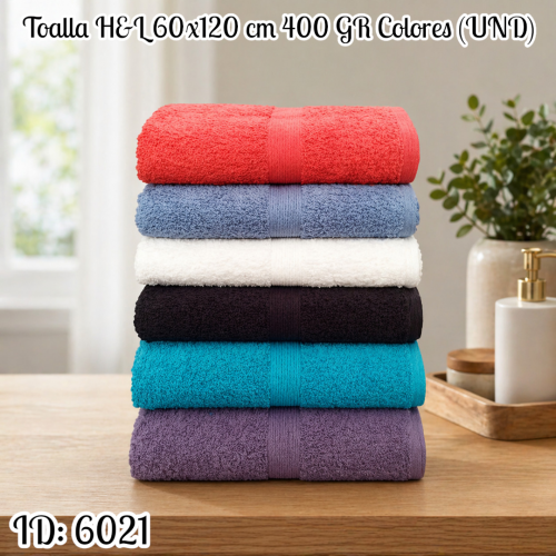 Toalla colores surtidos 60 x 120 cm 400 grs TOASAN H&L (UND)
