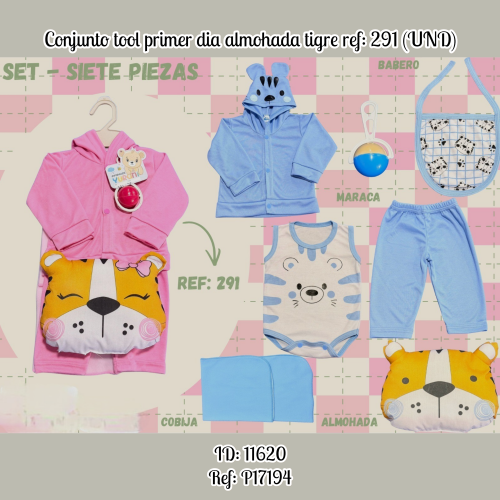 Conjunto tool primer dia almohada tigre ref: 291 (UND)