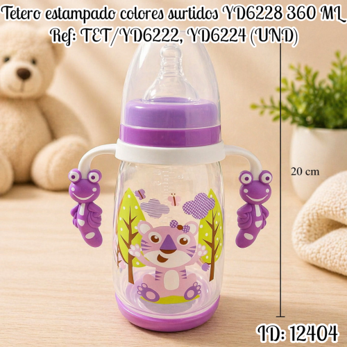 Tetero estampado colores surtidos YD6228 360 ML Ref: TET/YD6222, YD6224 (UND)