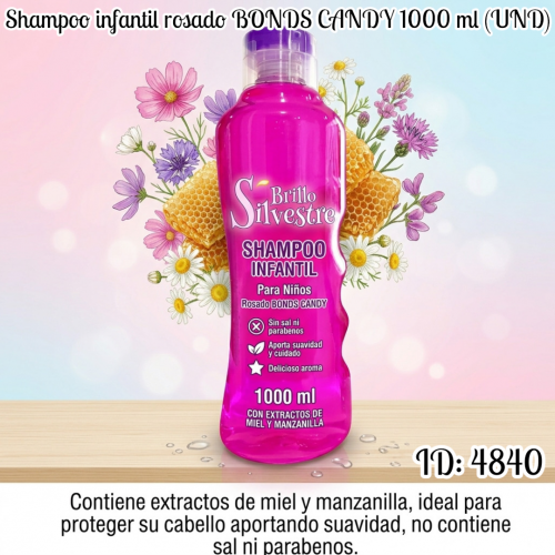 Shampoo infantil rosado BONDS CANDY 1000 ml (UND)