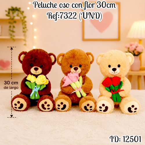 Peluche oso con flor 30cm Ref:7322 (UND)