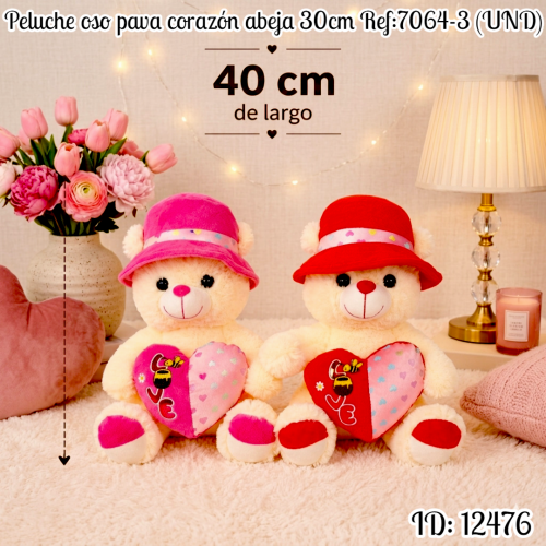 Oso pava corazón abeja 40cm Ref: 7064-3 (UND)