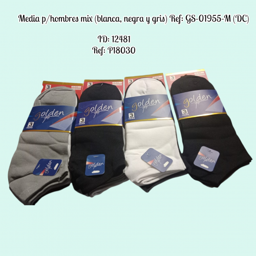 Media p/hombres mix (blanca, negra y gris) Ref: GS-01955-M (DC)