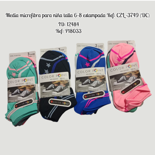 Media microfibra para niña talla 6-8 estampada Ref: CZL 3749 (DC)