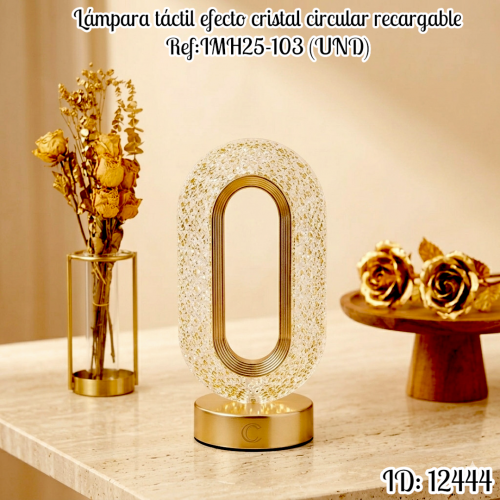 Lámpara táctil efecto cristal circular recargable Ref:IMH25-103 (UND)
