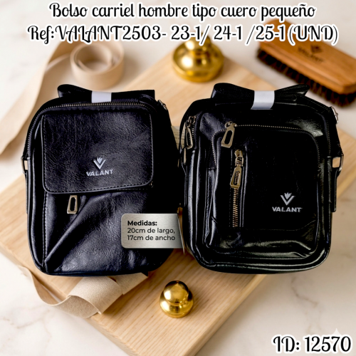 Bolso carriel hombre tipo cuero pequeño Ref:VALANT2503- 23-1/ 24-1 /25-1 (UND)