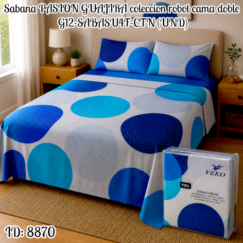 Sabana PASION GUAJIRA coleccion robot cama doble G12-SABASU4F-CTN (UND)