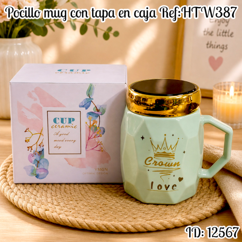Pocillo mug con tapa en caja Ref:HTW397