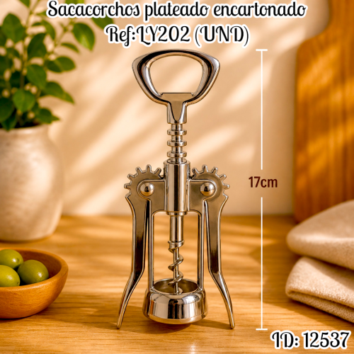 Sacacorchos plateado encartonado Ref:1T202 (UND)