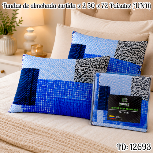 Fundas de almohada surtida x 2 50 x 72 Paisatex (UND)