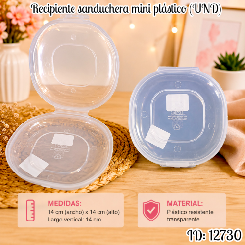 Recipiente sanduchera mini plástico (UND)