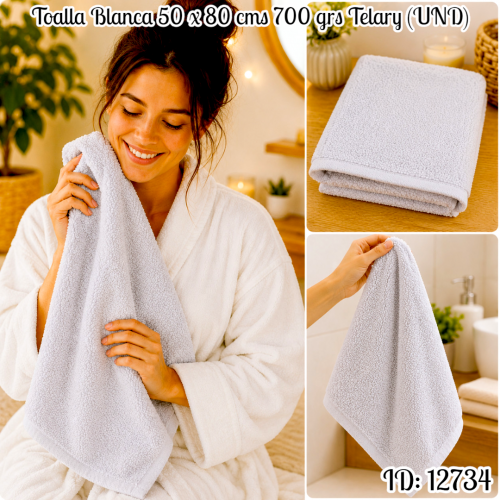 Toalla Blanca 50 x 80 cms 700 grs Telary (UND)