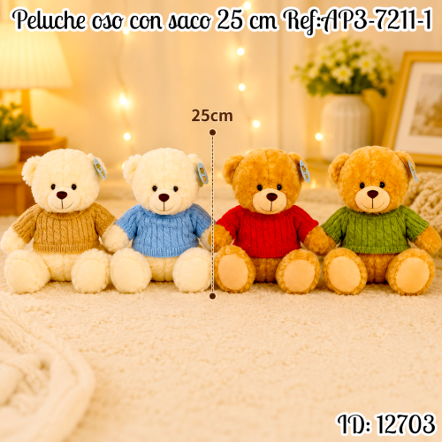 Peluche oso con saco 25 cm Ref:AP3-7211-1