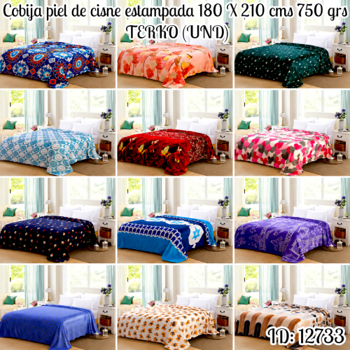 Cobija piel de cisne estampada 180 X 210 cms 750 grs TERKO (UND)