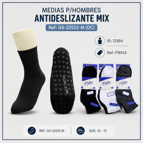 Medias p/hombres antideslizante mix Ref: GS-22522-M (DC)
