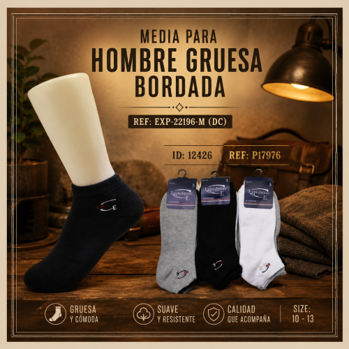 Media para hombre gruesa bordada ref: EXP-22196-M (DC)