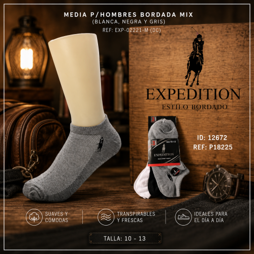 Media p/hombres mix (blanca, negra y gris) Ref: EXP-02221-M (DC)