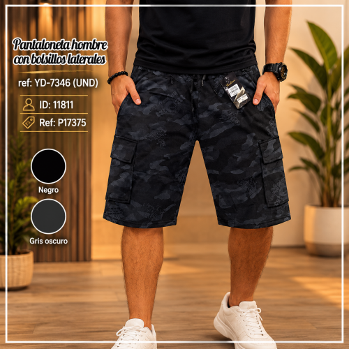 Pantaloneta hombre con bolsillos laterales ref: YD-7346 (UND)