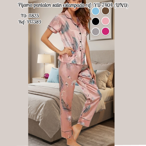 Pijama pantalon satin estampada ref: YD-7404 (UND)