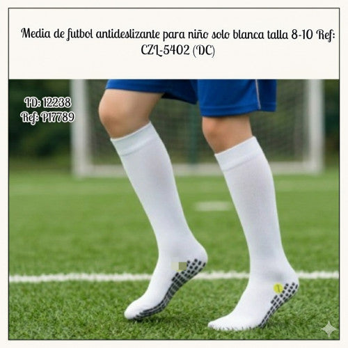 Media de futbol antideslizante para niño solo blanca talla 8-10 Ref: CZL-5402 (DC)