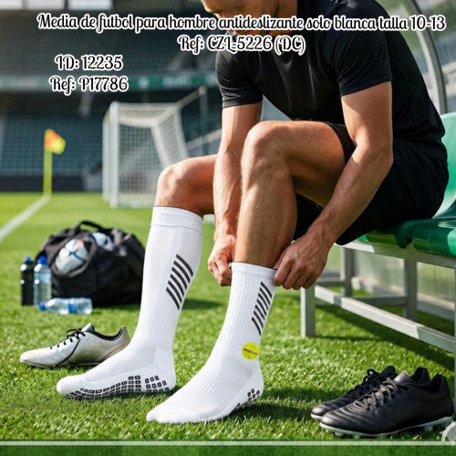 Media de futbol para hombre antideslizante solo blanca talla 10-13 Ref: CZL-5226 (DC)