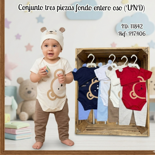 Conjunto tres piezas fondo entero oso (UND)