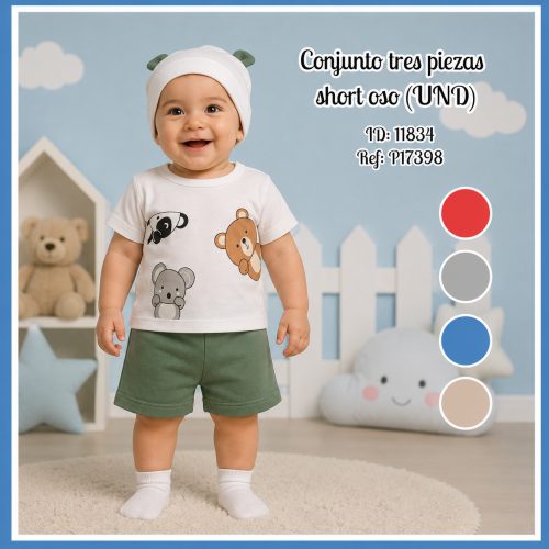 Conjunto tres piezas short oso (UND)