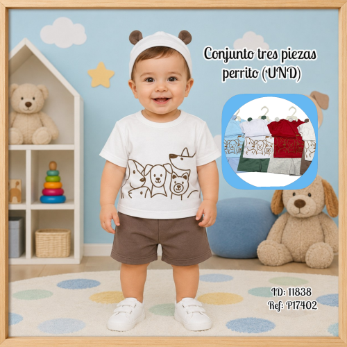Conjunto tres piezas perrito (UND)