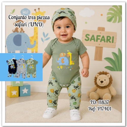 Conjunto tres piezas safari (UND)