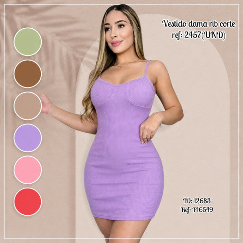 Vestido dama rib corte ref: 2457(UND)