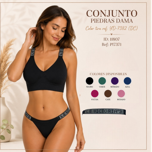 Conjunto piedras dama color tira ref: YD-7382 (DC)
