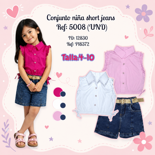 Conjunto niña short jeans Ref: 5008 (UND)