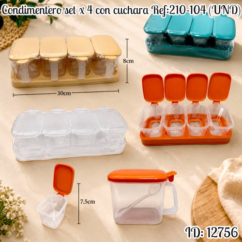 Condimentero set x 4 con cuchara Ref:210-104 (UND)