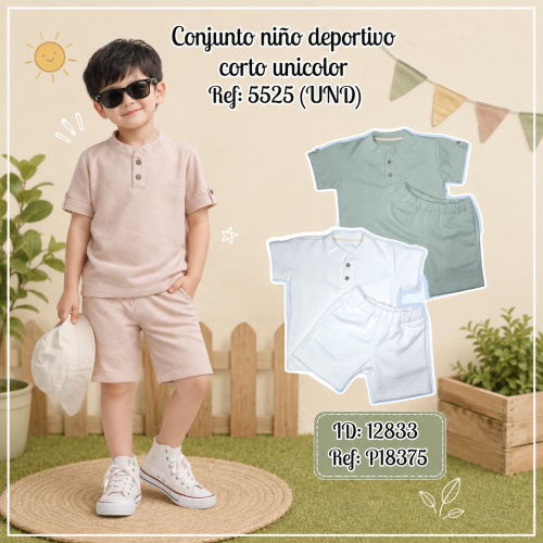 Conjunto niño deportivo corto unicolor Ref: 5525 (UND)