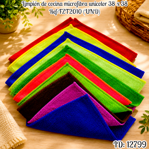 Limpión de cocina microfibra unicolor 38 x 38 Ref:FZT2010 (UND)