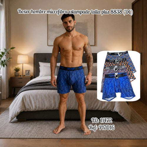 Boxer hombre microfibra estampado talla plus 8838 (DC)