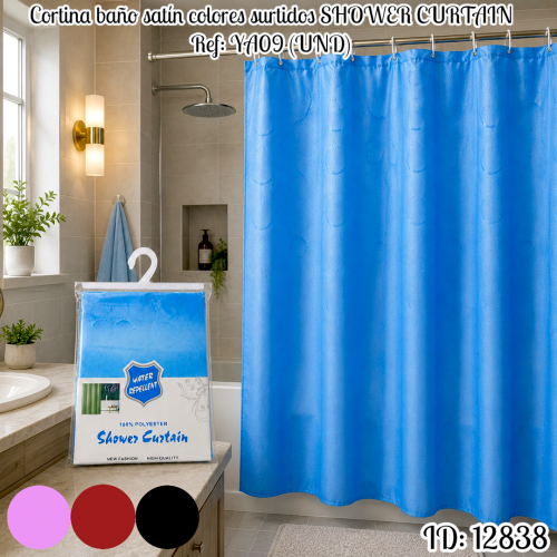 Cortina baño satín colores surtidos SHOWER CURTAIN Ref: YA09 (UND)
