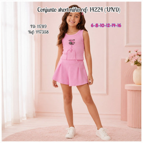 Conjunto short niña ref: 14224 (UND)