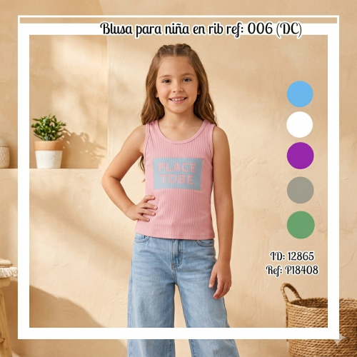 Blusa para niña en rib ref: 006 (DC)
