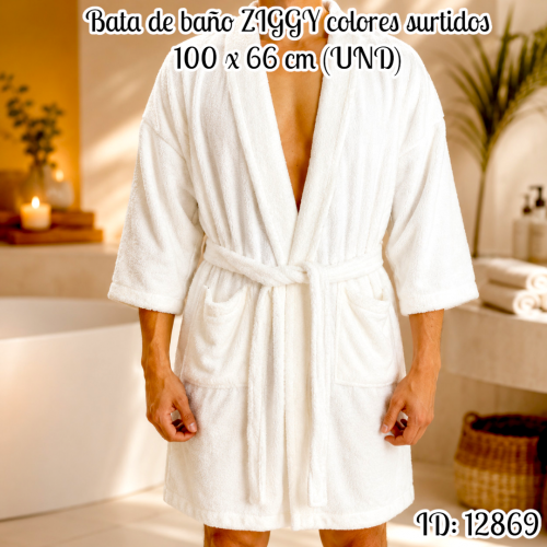 Bata de baño ZIGGY colores surtidos 100 x 66 cm (UND)