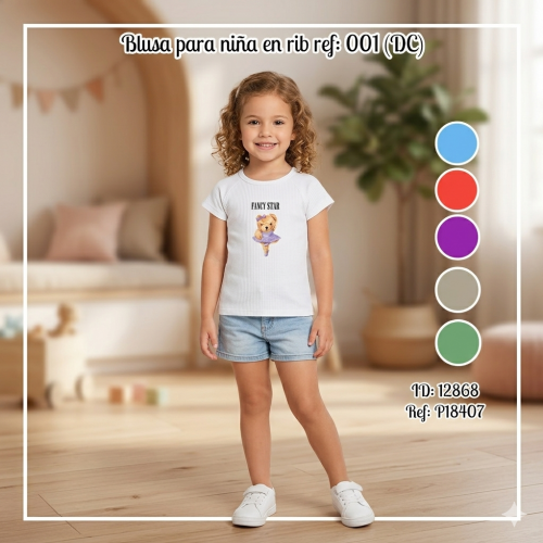Blusa para niña en rib ref: 001 (DC)