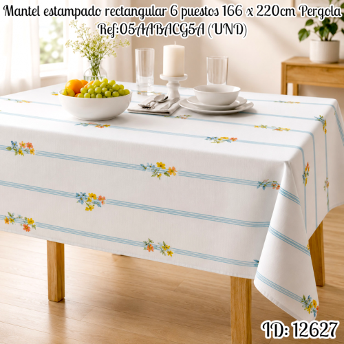 Mantel estampado rectangular 6 puestos 166 x 220cm Pergola Ref:05AABACG5A (UND)