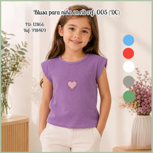 Blusa para niña en rib ref: 005 (DC)
