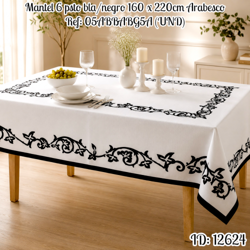 Mantel 6 psto bla/negro 160 x 220cm Arabesco Ref: 05ABBABG5A (UND)